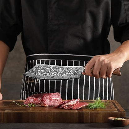 Wakoli EDIB Pro Premium Grill and Block Knife – Japanese Style Kitchen Knife | 7.9-Inch Blade Made of 67 Layers of Real Big Master Steel with Pakka Wood Handle | Professional Cooking Tool
