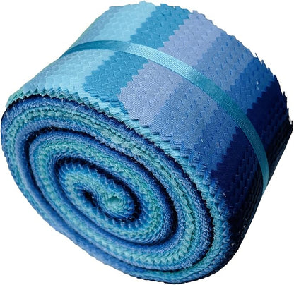 40 Strip Jelly Roll Fabric Strips for Sewing, 100% Cotton for Quilting Crafting, Precut Bundles-2.5" x 44" Blue Solid Color Fabric