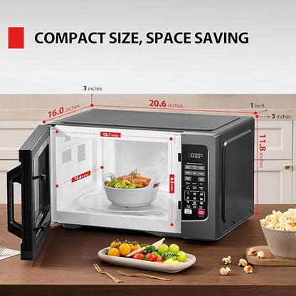 TOSHIBA EM131A5C-BS Countertop Microwave Ovens 1.2 Cu Ft, 12.4" Removable Turntable Smart Humidity Sensor 12 Auto Menus Mute Function ECO Mode Easy Clean Interior Black Color 1000W