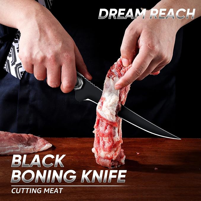 Dream Reach Fish Fillet Knife - Sharp Deboning Poultry and Meat Boning Knife Kitchen BBQ, Professional Fish Knives with Full Tang Handle