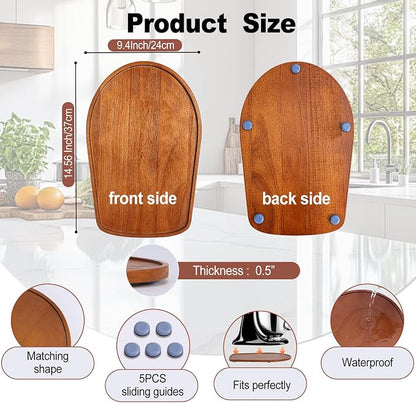 Mixer Slider Mat for Tilt Head Kitchen aid 4.5-5Qt Stand Mixer,Falikoco Kitchenaid Mixer Slider Pine Wood, 5PCS Appliance Slider, Kitchen aid Accessories and Attachments Moving Tray for Artisan Series