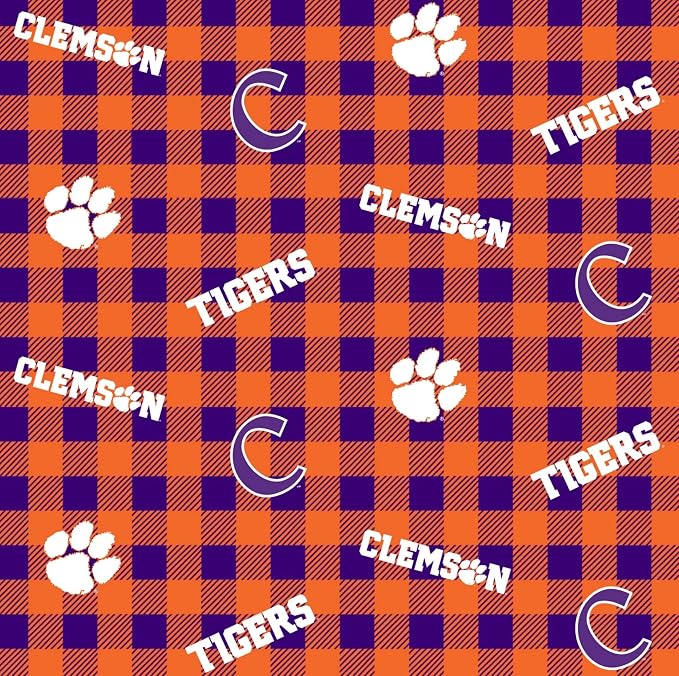 Clemson University Tigers Fabric – Officially Licensed Clemson University Cotton Quilting Fabric by Sykel Enterprises, Precut Yardage for Sewing & Crafts Buffalo Plaid