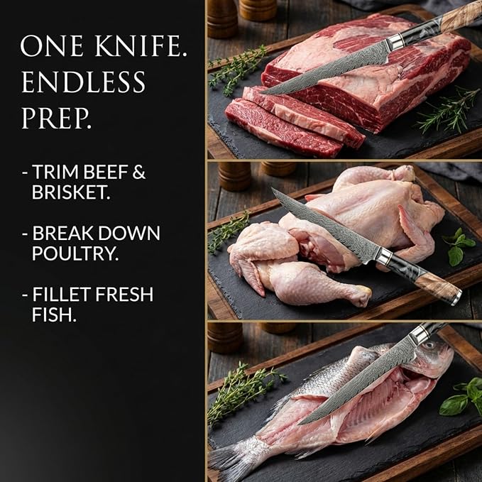 Tidal Black - 6" Boning Knife - Damascus
