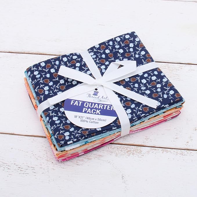 Threadart 6 Fat Quarter Bundles - Variety Prints 100% Cotton Fabric - Premium 100% Cotton Quilting Fabric - No Duplicates - Full Size Fat Quarters 18"x21"