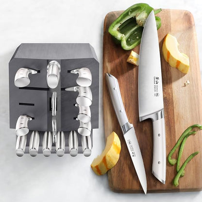 Cangshan OLYMPUS Series 17-Piece Knife Block Set, German Steel, Gray Wood Block (White)