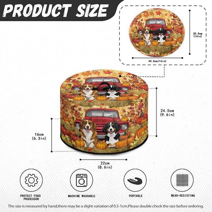 Autumn Dogs Truck Slow Cooker Dust Cover Protection Compatible with 6-8 qt Crock for Pot Small Kitchen Appliance Thanksgiving Decor Dust Cover