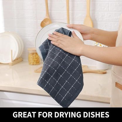 Homaxy 100% Cotton Terry Kitchen Dish Cloths, Ultra Soft and Absorbent Dish Towels for Kitchen, Suitable for Drying and Washing Dishes, 8 Pack, 12 x 12 Inches, Multiple Color
