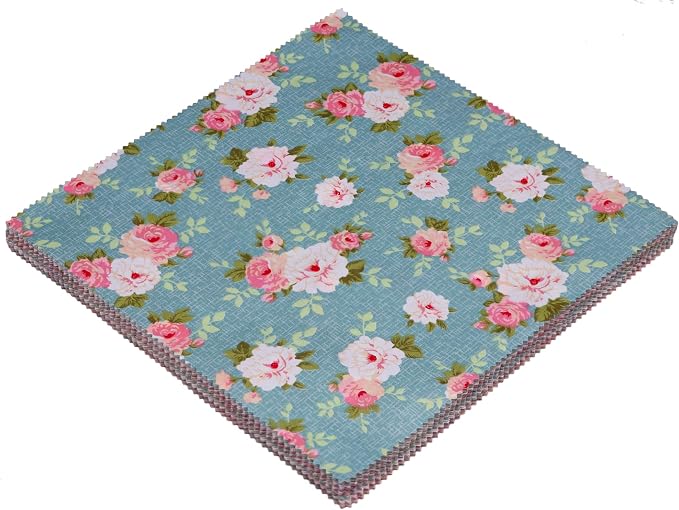 Nodsaw Layer Cake Fabric for Quilting 10 inch; Layer Cakes 10 inch Squares for Quilting; 42 10x10 inch Retro Floral Print Precut Cotton Fabric Squares Bundles for Sewing, Quilting, and DIY Crafts