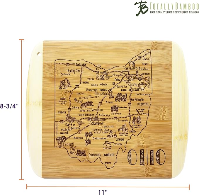 Totally Bamboo A Slice of Life Ohio State Serving and Cutting Board, 11" x 8.75"
