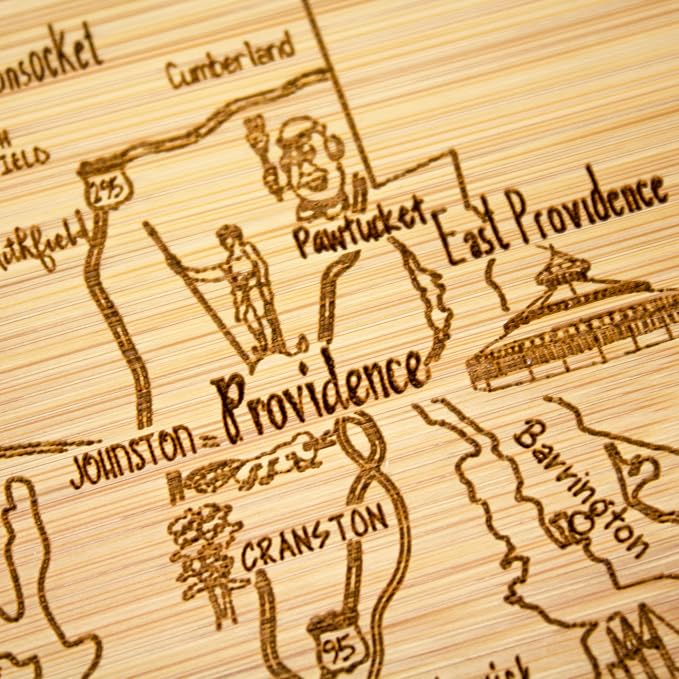 Totally Bamboo A Slice of Life Rhode Island State Serving and Cutting Board, 11" x 8.75"