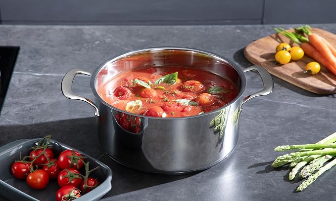 10 Pcs Stainless Steel Pots and Pan Sets for Various Cooking Needs | 5 Ply Clad, Compatible with All Cooktops, PTFE, PFAS and PFOA Free, Dishwasher Safe, Oven Safe Up to 800F