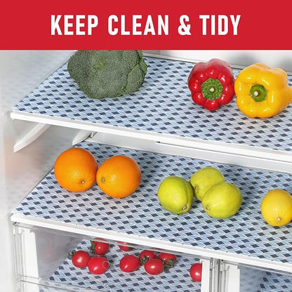 Cooyes 6 Pack Cloth Shelf Liners 17.7" × 24", Non-Slip Refrigerator Liners Machine Washable, Refrigerator Drawer Mats for Glass Shelves and Kitchen Cabinets, (Light Blue)