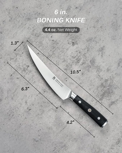 KYOKU 6 in. Japanese Boning Knife, Samurai Series Wide Curved Knife for Boning with Pakkawood Handle, German 1.4116 Stainless Steel Full Tang Meat Deboning, with Protective Sheath & Gift Box
