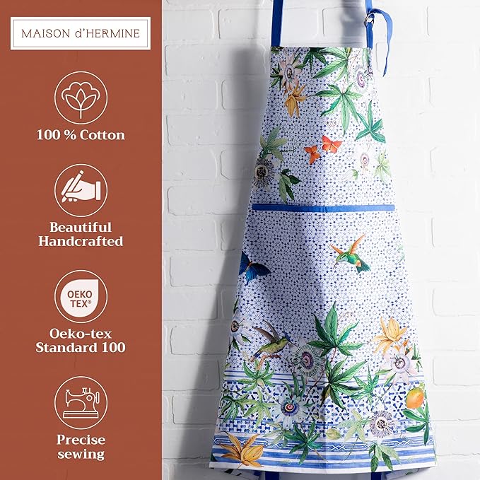 Maison d' Hermine 100% Cotton Apron for women with Pocket Kitchen Chef Apron for Men Cooking Spring Summer