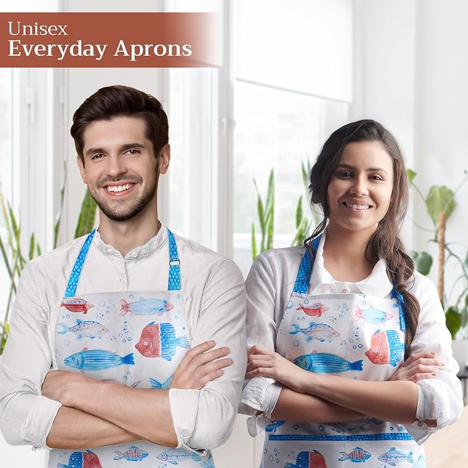 Maison d' Hermine 100% Cotton Apron for women with Pocket Kitchen Chef Apron for Men Cooking Spring Summer