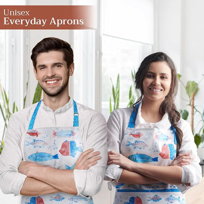 Maison d' Hermine 100% Cotton Apron for women with Pocket Kitchen Chef Apron for Men Cooking Spring Summer