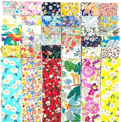 7 pcs 20" x 20" Cotton Fabric DIY Making Supplies Quilting Patchwork Fabric Fat Quarter Bundles DIY for Quilting Cotton Patchwork Cushions (Flowers, 2.4" x19")
