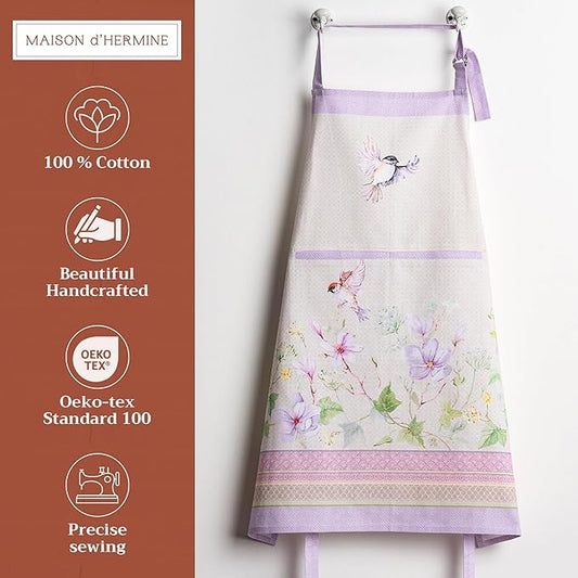 Maison d' Hermine 100% Cotton Apron for women with Pocket Kitchen Chef Apron for Men Cooking Spring Summer