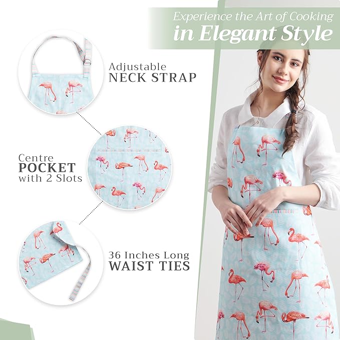 Maison d' Hermine 100% Cotton Apron for women with Pocket Kitchen Chef Apron for Men Cooking Spring Summer