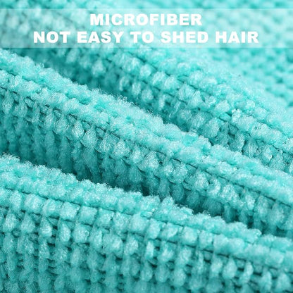 Luiruey Microfiber Cleaning Cloth Rags in A Box (20 Count) - 7.9" x 7.9" Reusable for Cars - Edgeless Terry Towels, Small Microfiber for Home, Kitchen (Blue)