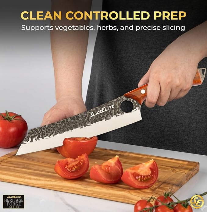 SliceElite Hand-Forged Professional Butcher Knife (3 PC PREP KNIFE SET W/SANDSLWOOD HANDLES)