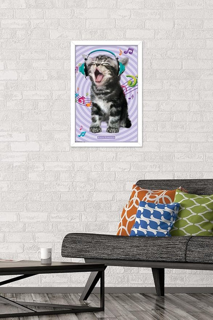 Trends International Keith Kimberlin - Kitten - Singing Wall Poster, 14.725" x 22.375", White Framed Version
