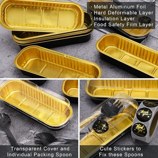 100Pack 6.8oz Mini Cake Pans with Lids Baking Cups Aluminum Foil Pans Tins, Individual Dessert Cups Containers for Sales,Party,Picnics
