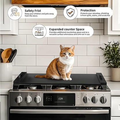 Hanobe Stove Noodle Board Cover: Black Gas Electric Cover Top Stovetop Wood for Home Kitchen Oven Large