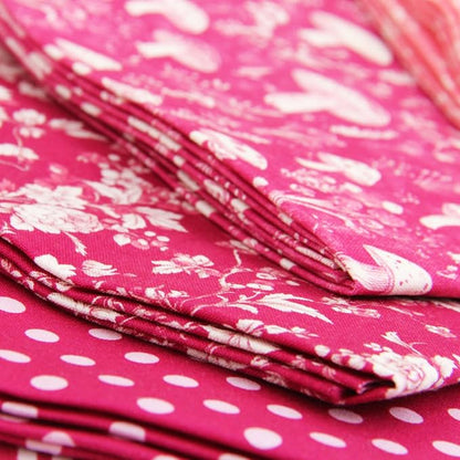 Threadart Exclusive 20 Fat Quarter Bundles - Pink Vintage Prints 100% Cotton Fabric - Premium 100% Cotton Quilting Fabric - No Duplicates - Full Size Fat Quarters 18"x21" - Pink