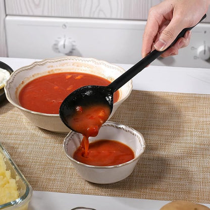 Silicone Cooking Spoon Set, High Heat Resistant Stiff Mixing Spoon, Extra Long Large Kitchen Utensil for Stirring, Mixing and Serving, 13.6 Inches