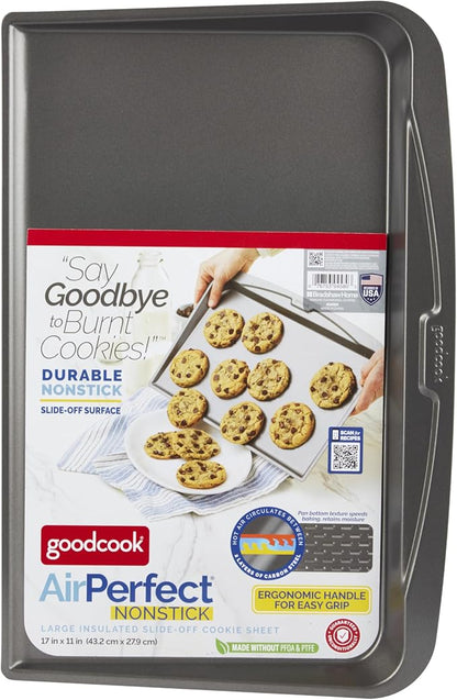 GoodCook AirPerfect Nonstick Air Insulated Slide Off Cookie Sheet, 11x17 inch