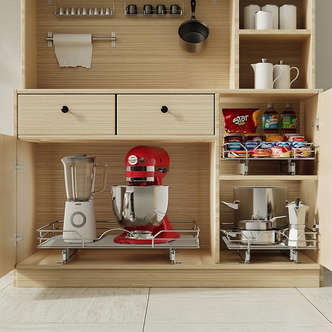 LOVMOR Pull Out Cabinet Organizer and Storage 5½" W x 21½" D, Slide Out Shelves for Kitchen Cabinets