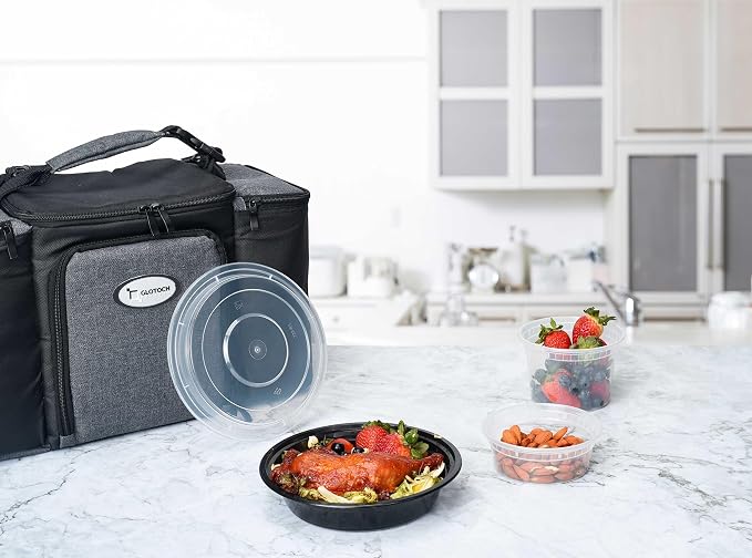 Glotoch 150 Pack of 16oz bulk meal prep containers with lids, Round commercial food storage, Professional to-go bowls for restaurants and catering, BPA-free and microwave, freezer and dishwasher safe
