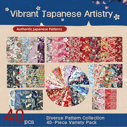 Heavyweight 100% Cotton Fabric Pack, 40 Pcs Japanese Style Precut Strips | 2.6x19.7 Inches for Quilting, Sewing & DIY Projects