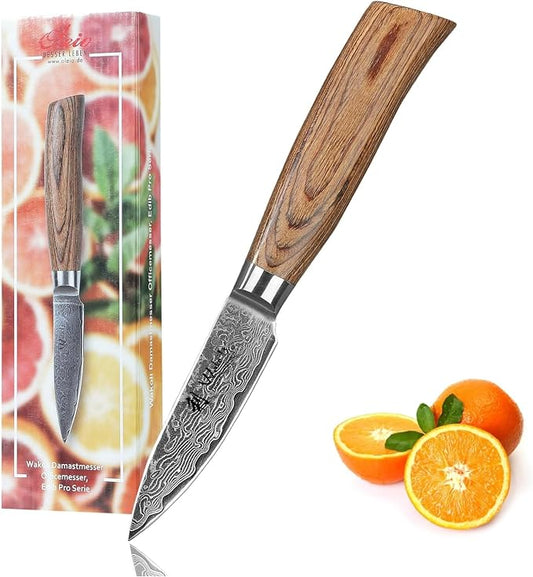 Wakoli EDIB Pro Premium Paring Knife – Japanese Style Kitchen Knife | 3.2-Inch Blade Made of 67-Layer Real Big Master Steel with Pakka Wood Handle | Professional Cooking Tool
