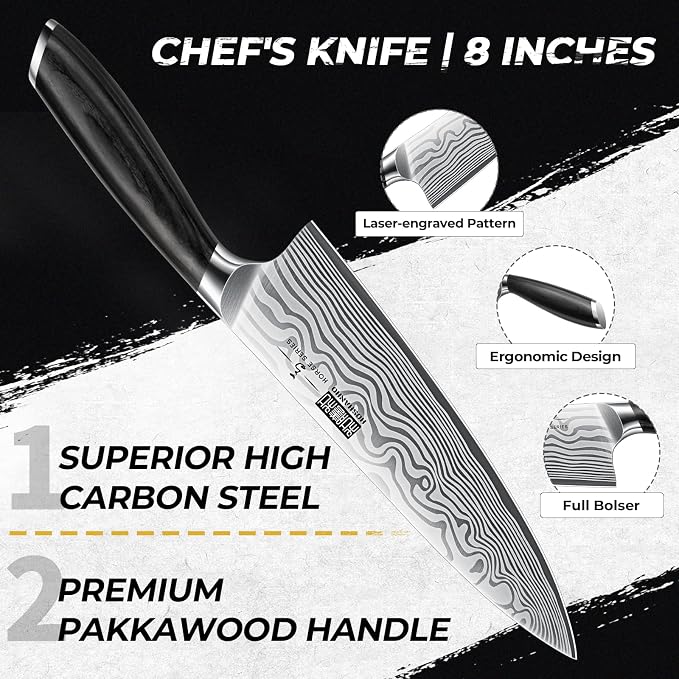HOSHANHO 5 Pieces Knife Set, Professional Powder Steel Chef Knife Set, Ultra Sharp Japanese Kitchen Knives Set with Ergonomic Pakkawood Handle