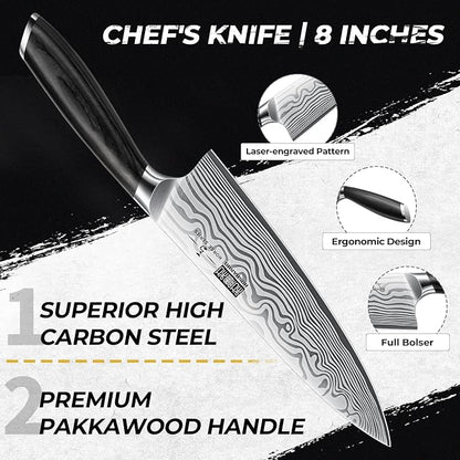 HOSHANHO 5 Pieces Knife Set, Professional Powder Steel Chef Knife Set, Ultra Sharp Japanese Kitchen Knives Set with Ergonomic Pakkawood Handle