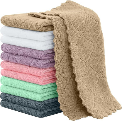 Homaxy 12 Pack Kitchen Cloths Dish Towels (7" x 9", Mixed Color), Super Soft and Absorbent Coral Velvet Dishcloths, Fast Drying No Lint Microfiber Cleaning Cloth