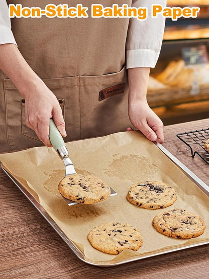 SMARTAKE 200 Pcs Parchment Paper Baking Sheets, 8x12 Inches Non-Stick Precut Baking Parchment, for Baking Grilling Steaming Bread Cup Cake Cookie and More (Unbleached)