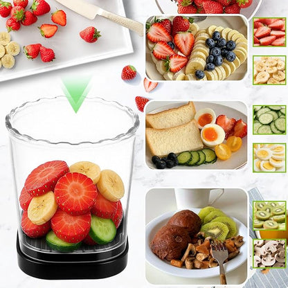 Hendiy Strawberry Slicer with Stainless Steel Blades | Egg & Fruit Slicer Cup for Banana, Cucumber, Mushroom | ABS Detachable Kitchen Gadget - Precision Berry Cutter Tool (Black, 1-Pack)