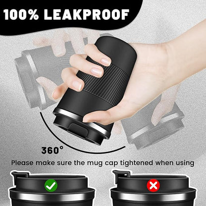 DUBUXW Insulated Coffee Tumblers with Flip Lid 12oz / 17oz, Stainless Steel Travel Coffee Mug Leak Proof, Vacuum Insulated Coffee Mug Reusable Cup, Keeps Cold and Hot for Coffee Tea