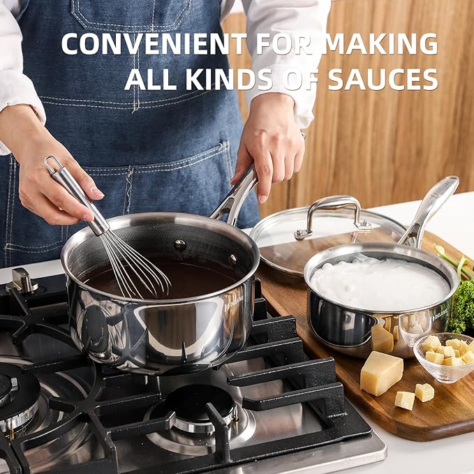 DELUXE Hybrid Ceramic Nonstick 2-Quart Saucepan, Stay-Cool Handle, Dishwasher Oven Safe, Induction Ready, PFOA Free Compatible with All Cooktops for Home Daily Cooking,Breakfast Oatmeal
