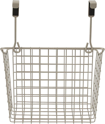 Spectrum Grid Over the Cabinet Wire Storage Basket Large (Satin Nickel Powder Coat) - Organizer for Bathroom, Kitchen, Under Sink, Pantry, Hair Tools, & More (Pack of 2)