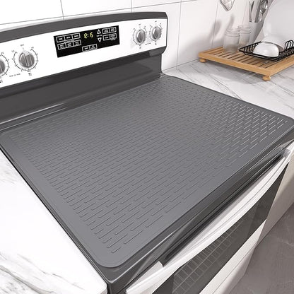 Stove Top Cover for Electric Stove- Range Covers for Electric Stove,Silicone XXL Dish Drying Mat, Glass Cooktop Covers, Flat RV Range top Mats (Gray, 30"x21")