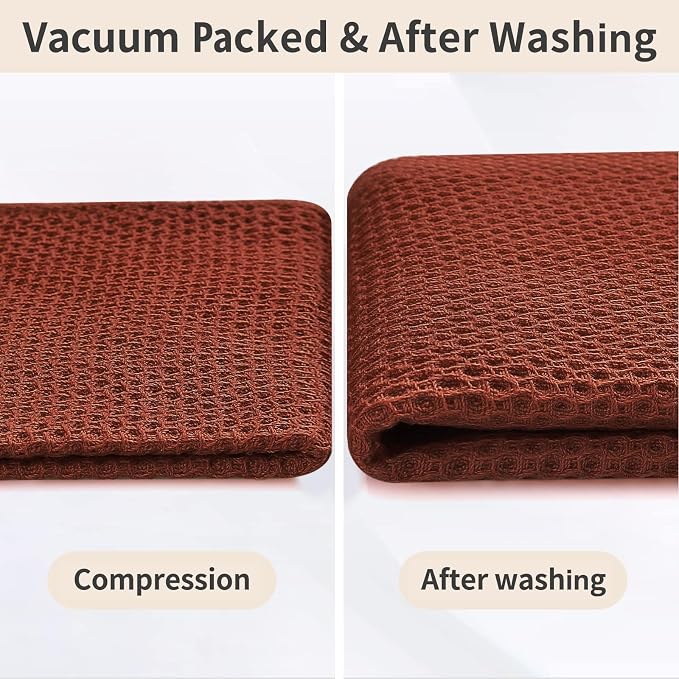 Homaxy 100% Cotton Kitchen Towels and Dishcloths Set, 12 x 12 Inches and 13 x 28 Inches, Set of 10 Bulk Kitchen Towels Set, Ultra Soft Absorbent Dish Cloths for Washing Dishes, Rust