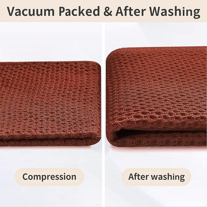 Homaxy 100% Cotton Kitchen Towels and Dishcloths Set, 12 x 12 Inches and 13 x 28 Inches, Set of 10 Bulk Kitchen Towels Set, Ultra Soft Absorbent Dish Cloths for Washing Dishes, Rust