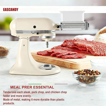 Adjustable Meat Tenderizer Attachment for KitchenAid Stand Mixers – 3 Thickness Settings, Fits All 4.5–7Qt Models, Heavy-Duty Metal Housing with Transparent Shell, Dishwasher Safe