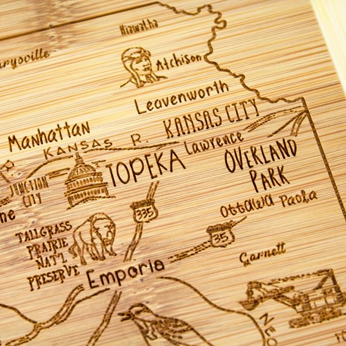 Totally Bamboo A Slice of Life Kansas State Serving and Cutting Board, 11" x 8.75"
