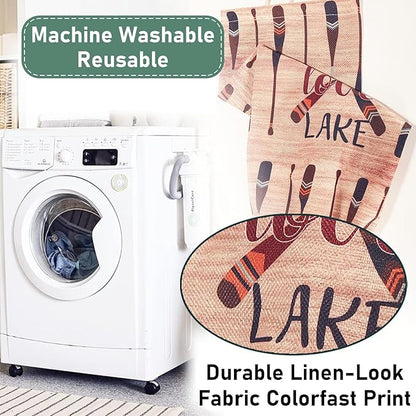 2Pcs Lake House Plastic Bag Holder for Kitchen Essentials, Reusable Hanging Grocery Bag Organizer, Washable Large Grocery Trash Bags Storage Dispenser Lake House Decor for the Home