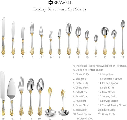 KEAWELL Luxury Gravy Ladle, 18/10 Stainless Steel, Gold Accent, Small Gravy Spoon for Home. Solid and Sturdy, Dishwasher Safe… (2)